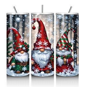 Festive Gnome Holiday Tumblers - Red and Green